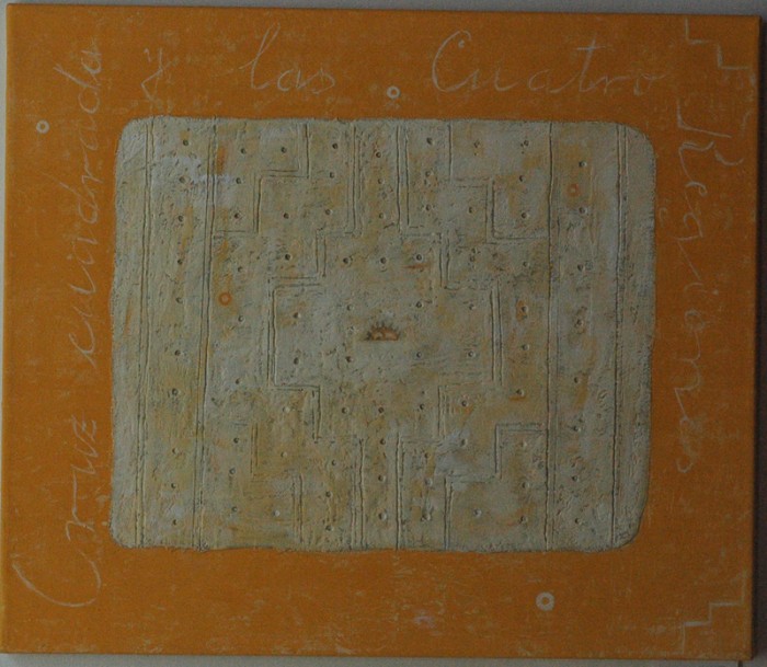 <p> </p>
  <p>Serie: Ecuador</p>
  <p>Werktitel:�� "Nuestras Cruces" Trilogie aus Valdivia<br />Material:���� Steimehl, Eitempera<br />Gr��e:�������� 60x70cm<br /></p>